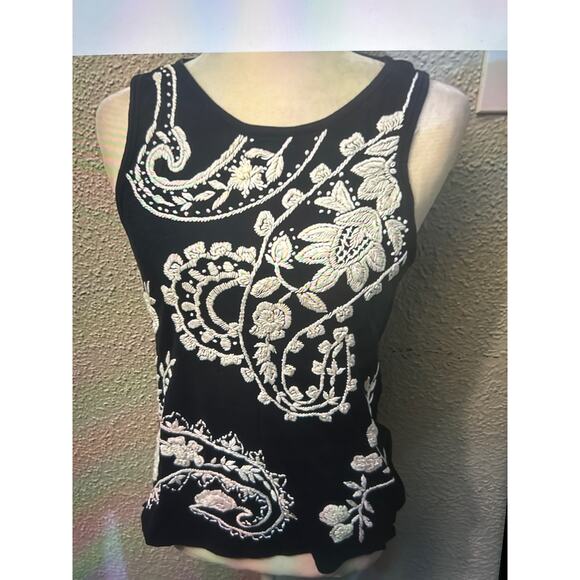 Lucky Brand Tops - Lucky Brand Floral Embroidered Blue/White Tank Top XS Dopamine Boho Festival